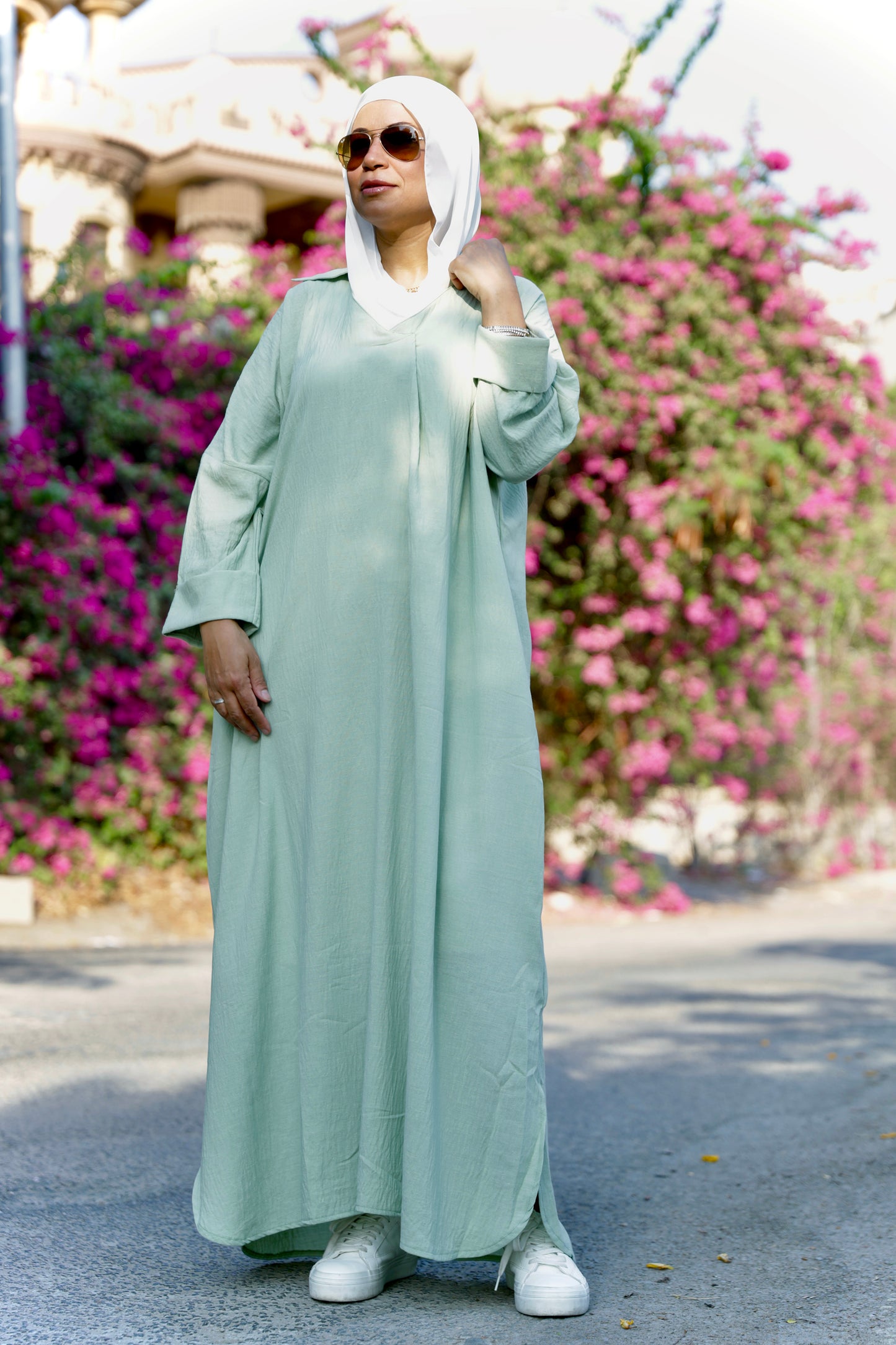 Loose-Fit Linen Maxi Dress - Mint Green