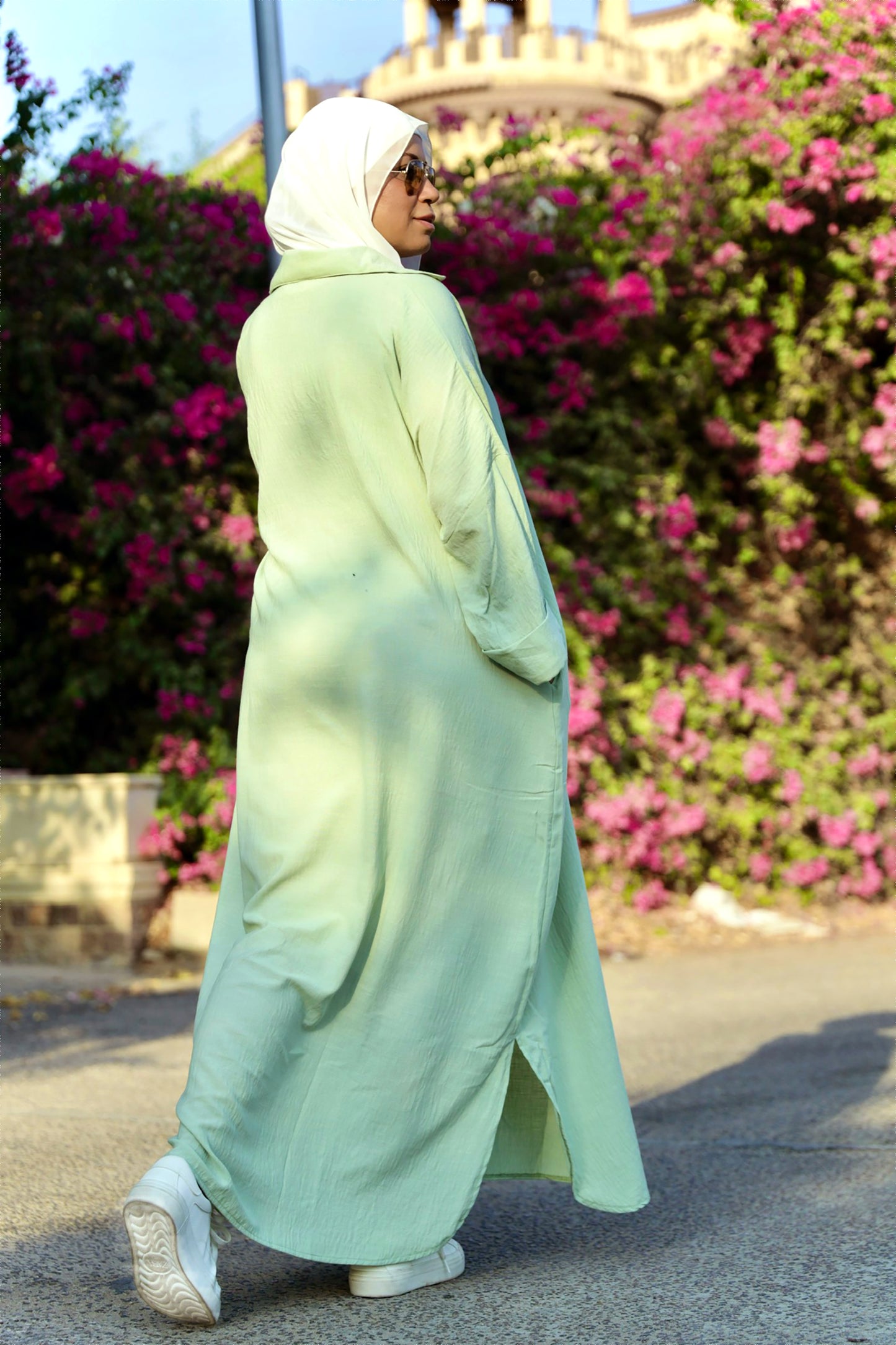 Loose-Fit Linen Maxi Dress - Mint Green