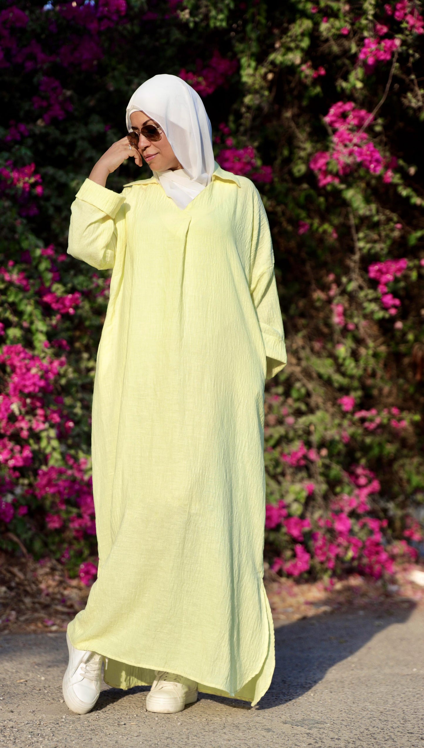 Loose-Fit Linen Maxi Dress - Butter Yellow
