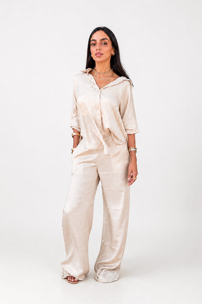 Premium Champagne Shimmer Satin set