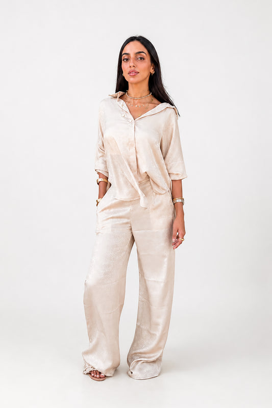 Premium Champagne Shimmer Satin set