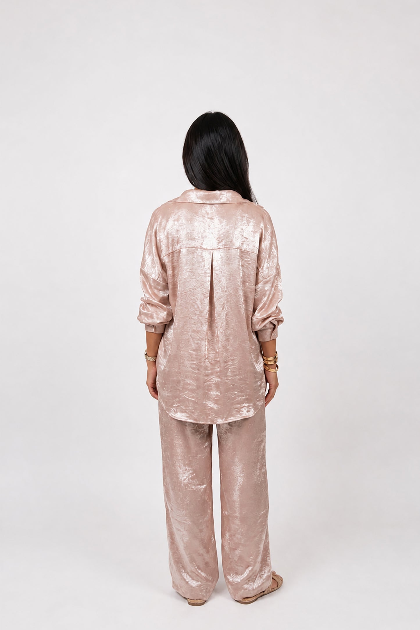 Premium Rose Gold Shimmer Satin Set