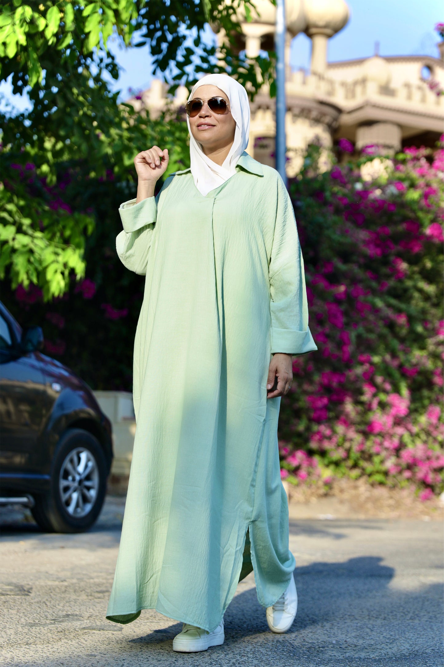 Loose-Fit Linen Maxi Dress - Mint Green