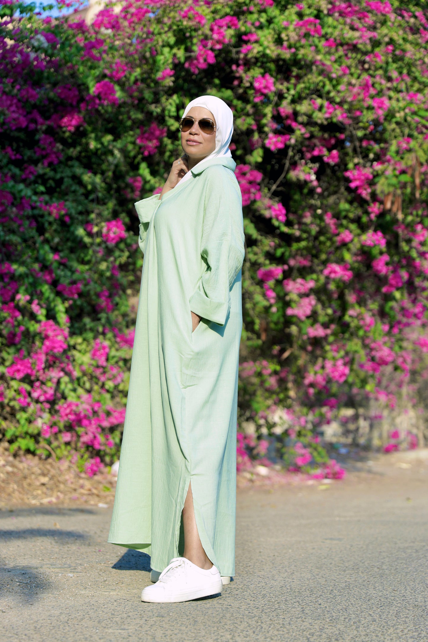 Loose-Fit Linen Maxi Dress - Mint Green