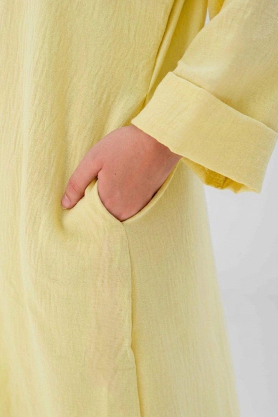 Loose-Fit Linen Maxi Dress - Butter Yellow