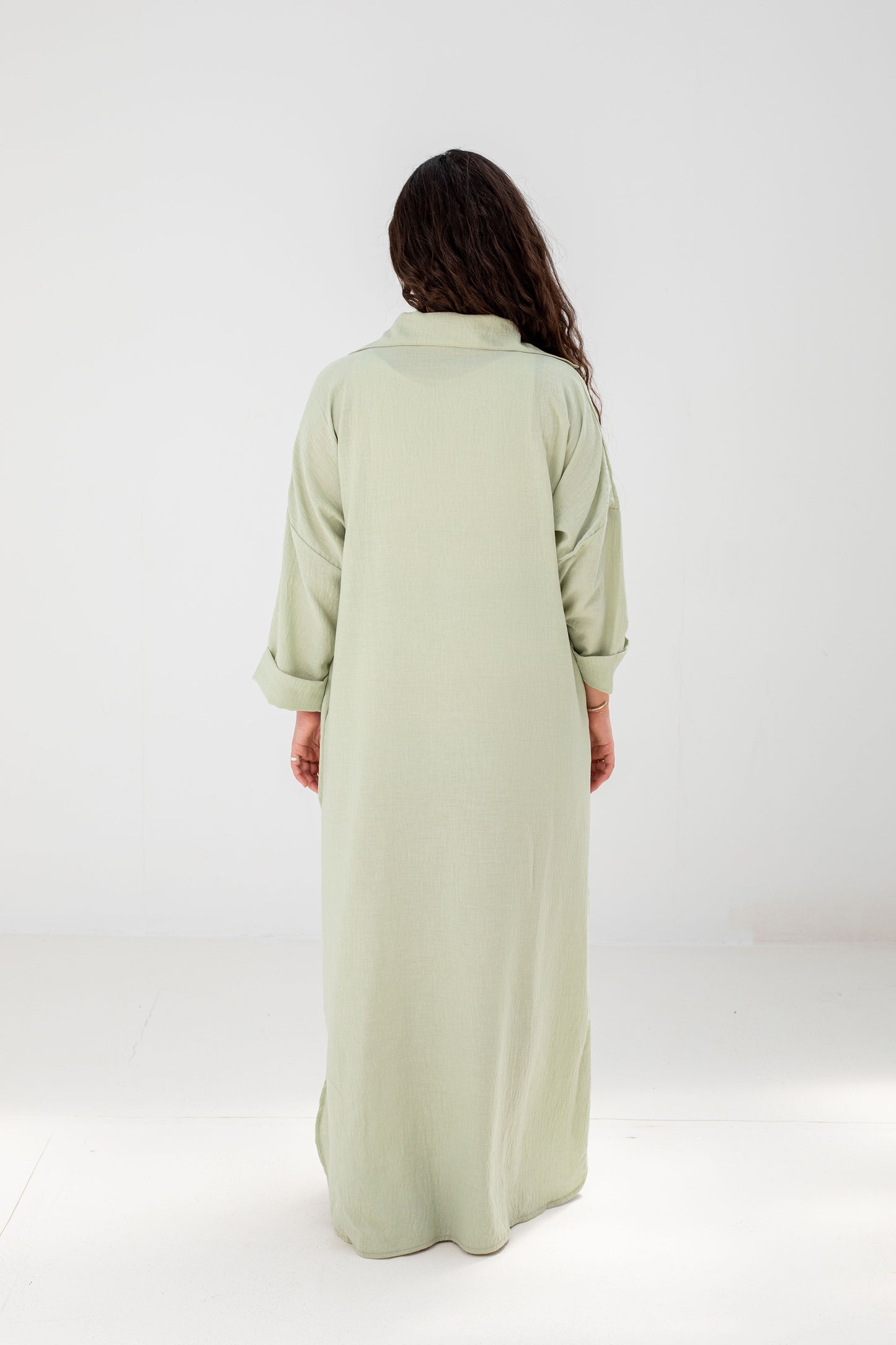 Loose-Fit Linen Maxi Dress - Mint Green