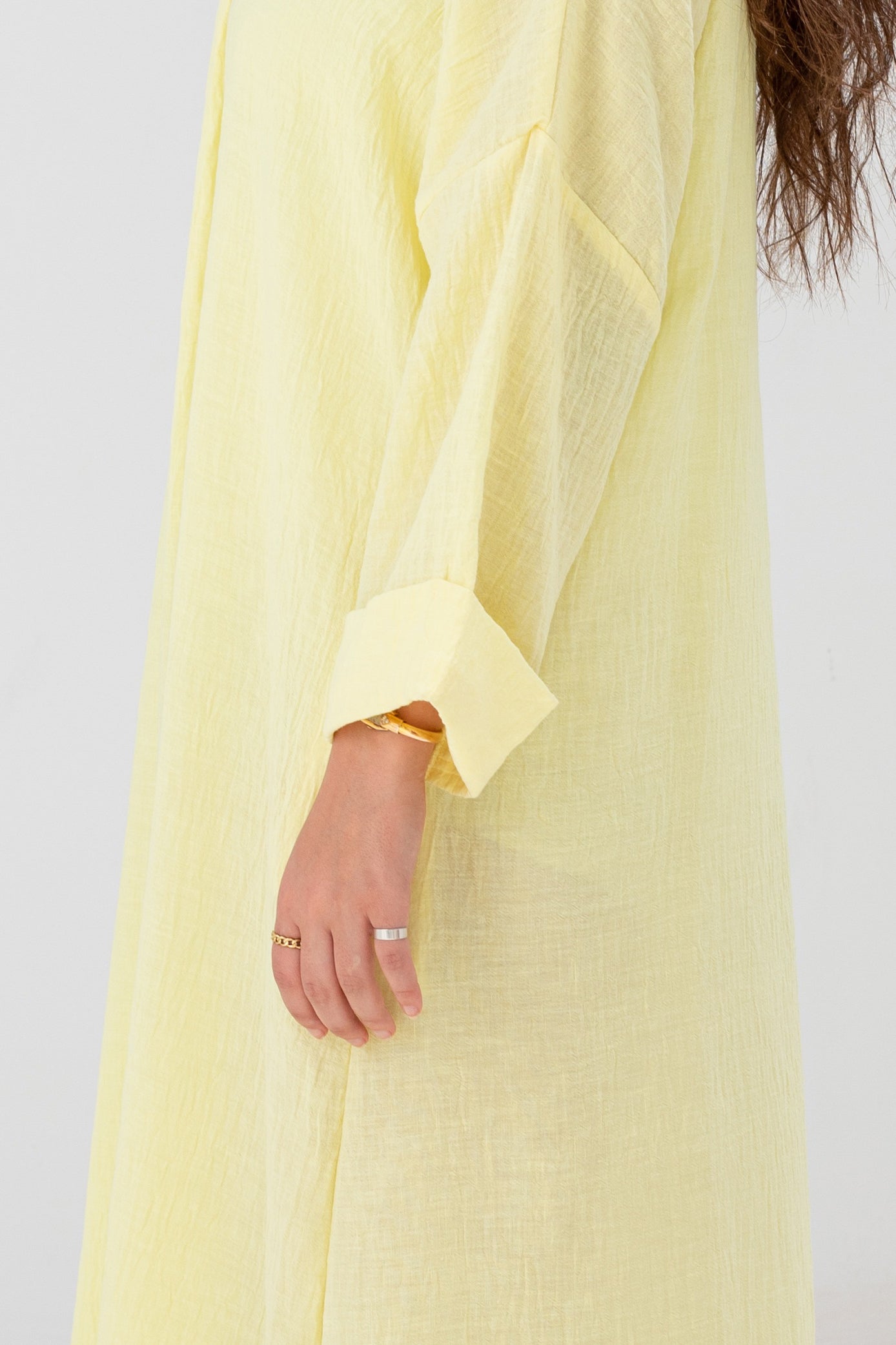 Loose-Fit Linen Maxi Dress - Butter Yellow
