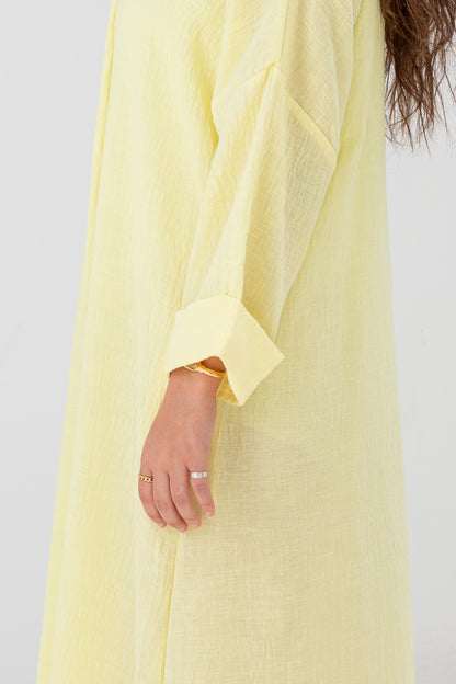 Loose-Fit Linen Maxi Dress - Butter Yellow