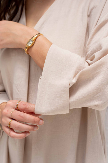 Loose-Fit Linen Maxi Dress – Beige