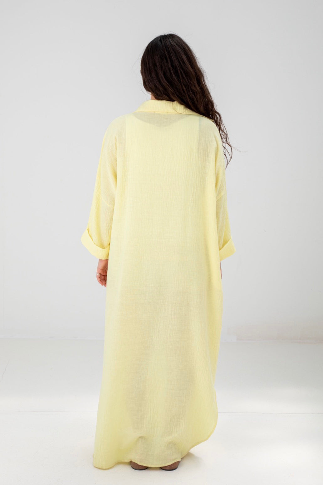 Loose-Fit Linen Maxi Dress - Butter Yellow